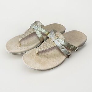 Vionic Women's Rest Karley Vio-Motion Insole Toe-Post Sandal Gold Tumbled Size 7